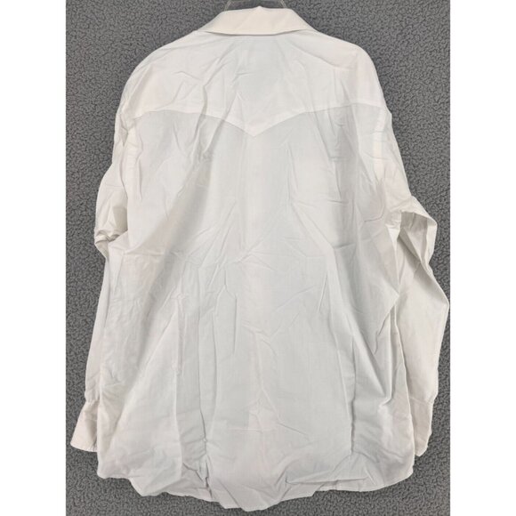 Vintage Wrangler Cowboy Cut Regular Fit X-Long Tails 16.5 x 33 White Pearl Snap - Picture 10 of 12